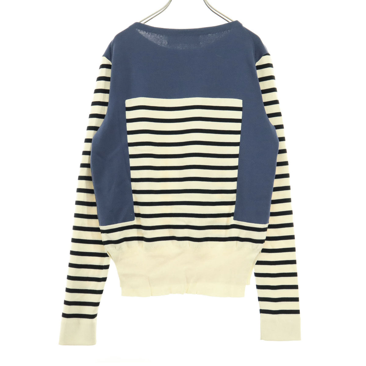 美品 CYCLAS クラシス 日本製 ボーダー柄 長袖 切り替え ニット S アイボリー系 レディース
