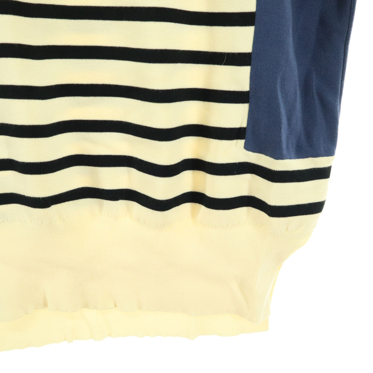 美品 CYCLAS クラシス 日本製 ボーダー柄 長袖 切り替え ニット S アイボリー系 レディース