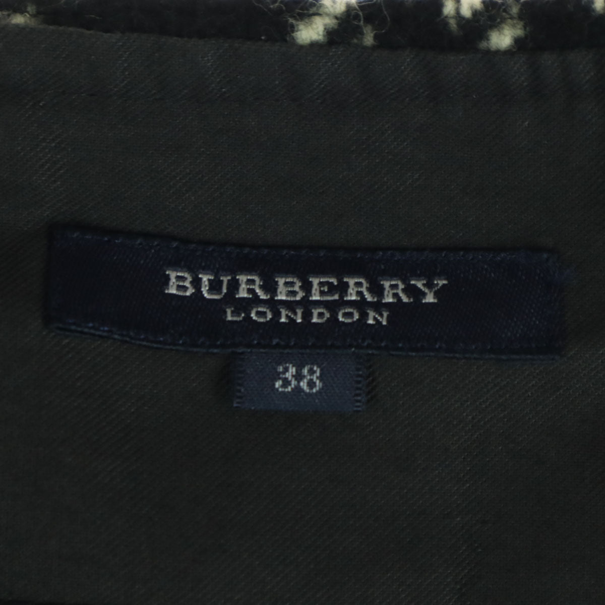 美品 BURBERRY LONDON バーバリーロンドン チェック柄 ミディスカート 38 ブラック系 裾 フリンジ レディース