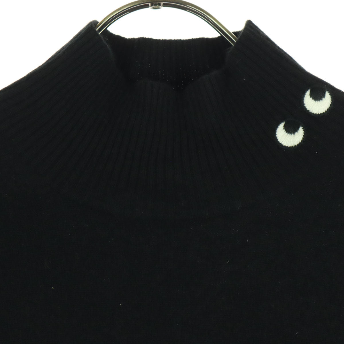 UNIQLO ユニクロ ANYA HINDMARCH アニヤハインドマーチ コラボ カシミヤ ワンポイントロゴ 長袖 ハイネック セーター L ブラック レディース