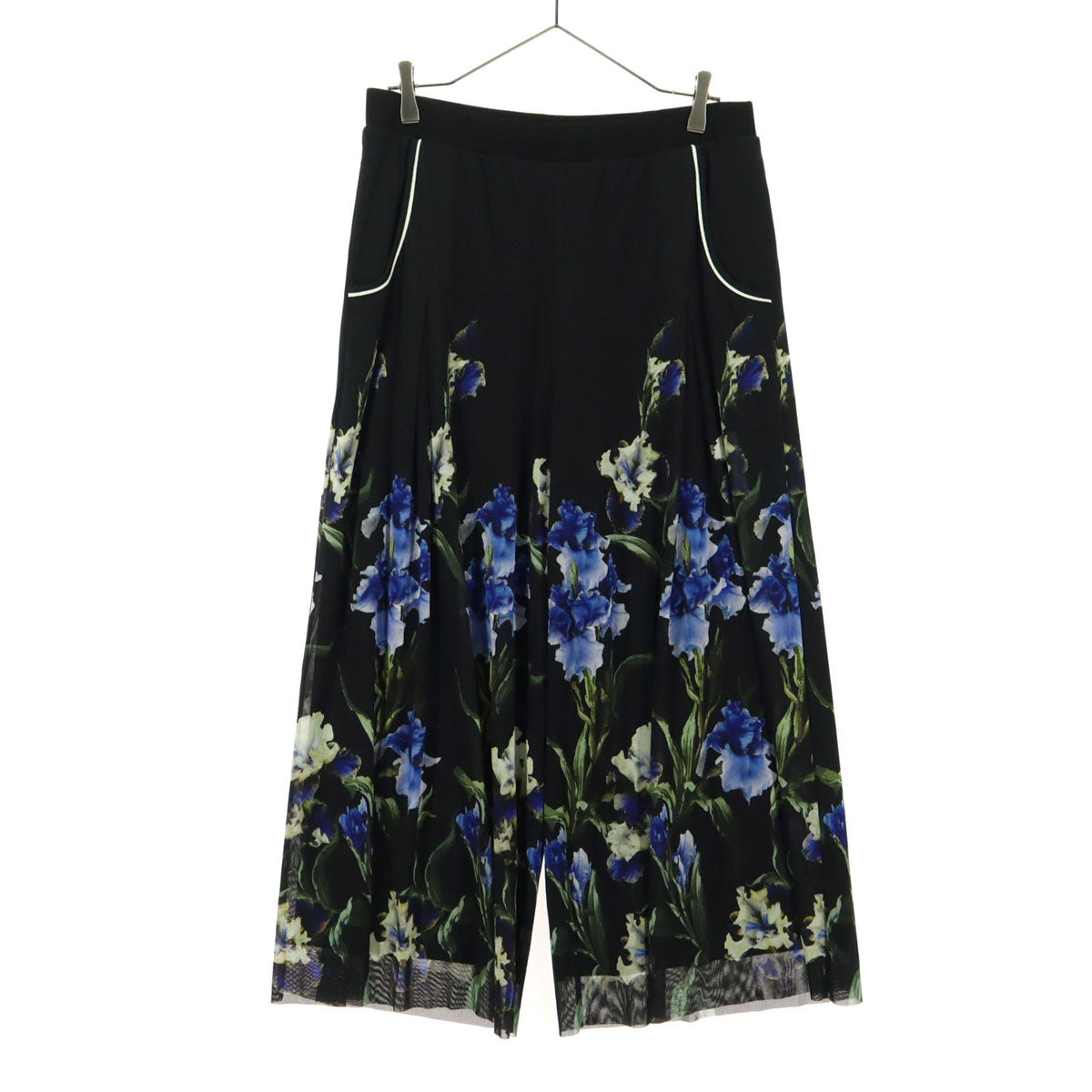 美品 VIVIENNE TAM ヴィヴィアンタム 日本製 花柄 ワイドパンツ 42 ブラック レディース