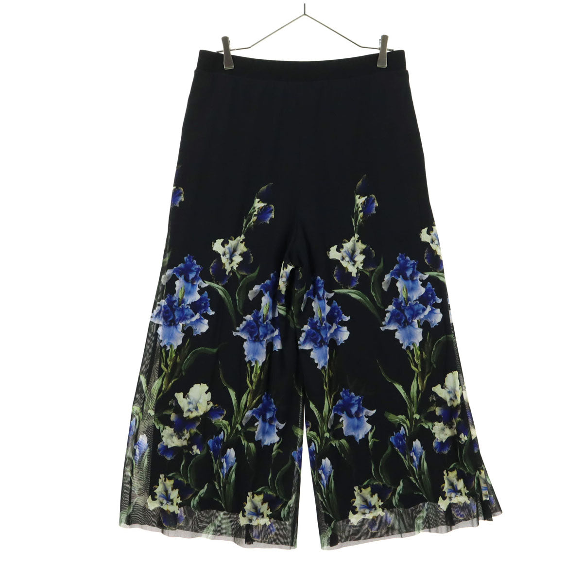 美品 VIVIENNE TAM ヴィヴィアンタム 日本製 花柄 ワイドパンツ 42 ブラック レディース