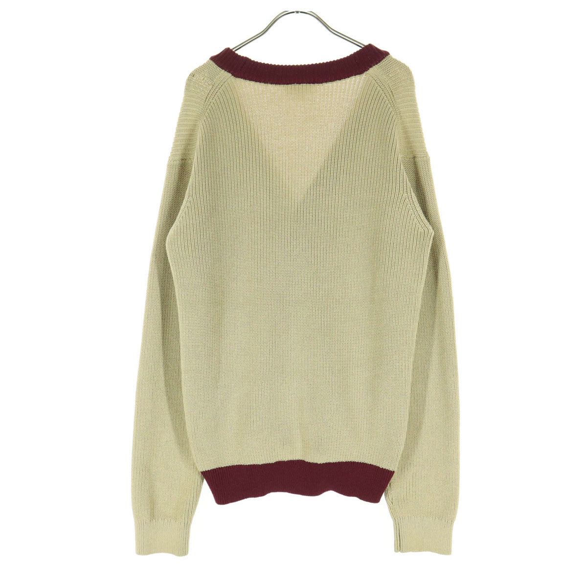 LACOSTE ラコステ バイカラー ワッペン 長袖 コットン ニットカーディガン S ベージュ系 メンズ