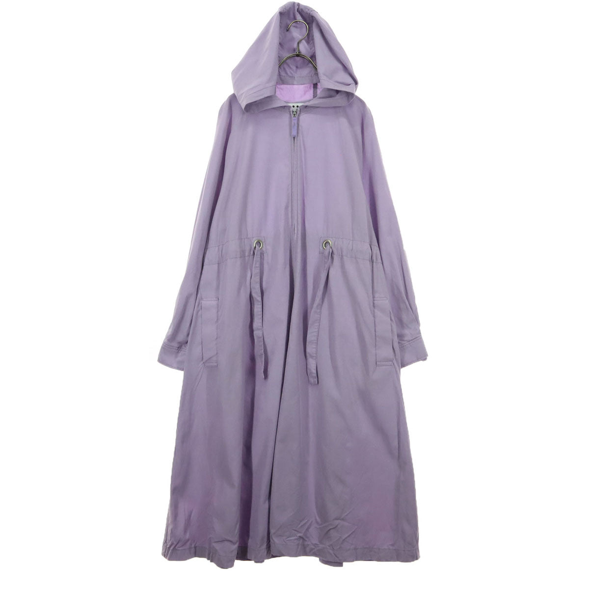 three dots スリードッツ 日本製 長袖 スプリングコート S パープル フーディー レディース