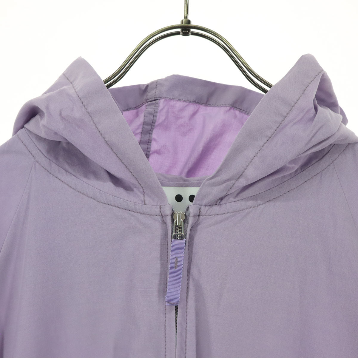 three dots スリードッツ 日本製 長袖 スプリングコート S パープル フーディー レディース