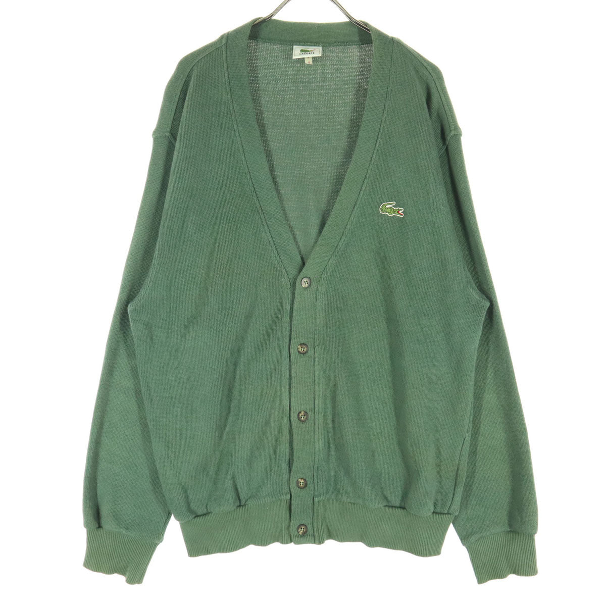 LACOSTE ラコステ ワンポイントロゴ 長袖 Vネック ニットカーディガン 4 グリーン メンズ