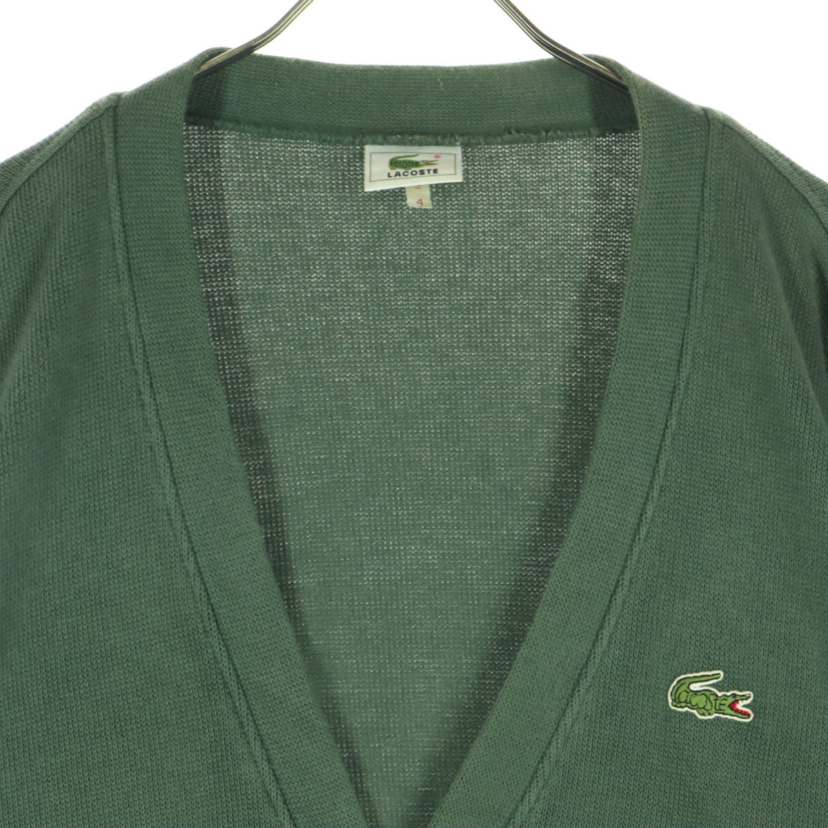 LACOSTE ラコステ ワンポイントロゴ 長袖 Vネック ニットカーディガン 4 グリーン メンズ
