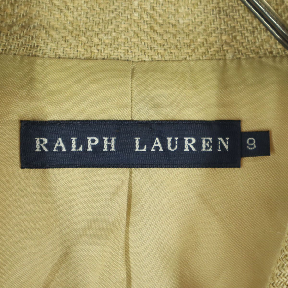 美品 RALPH LAUREN ラルフローレン 長袖 ヘリンボーン柄 テーラードジャケット M ベージュ レディース