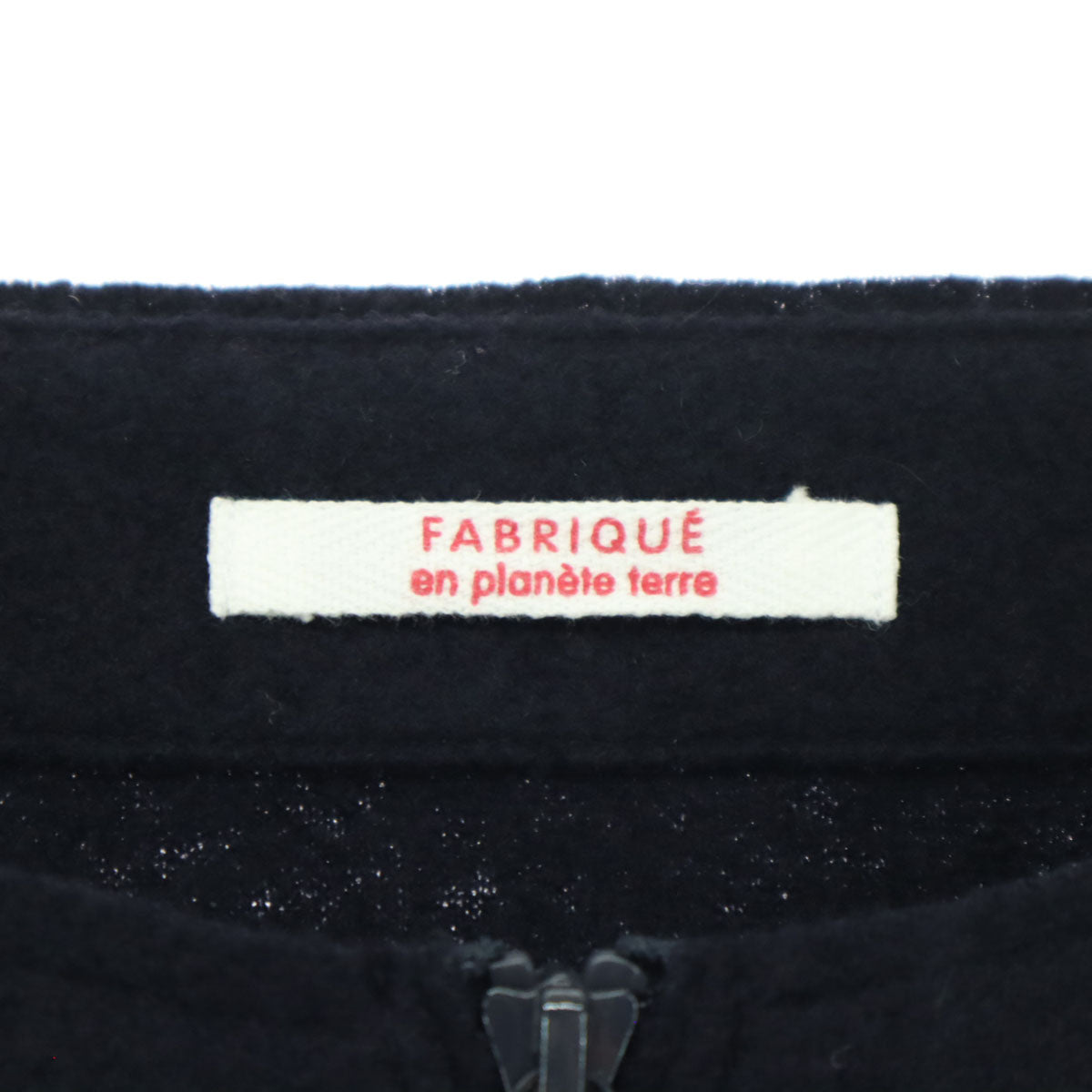 FABRIQUE en planete ferre ファブリケアンプラネテール 長袖 ノーカラー ジップジャケット 38 ブラック レディース