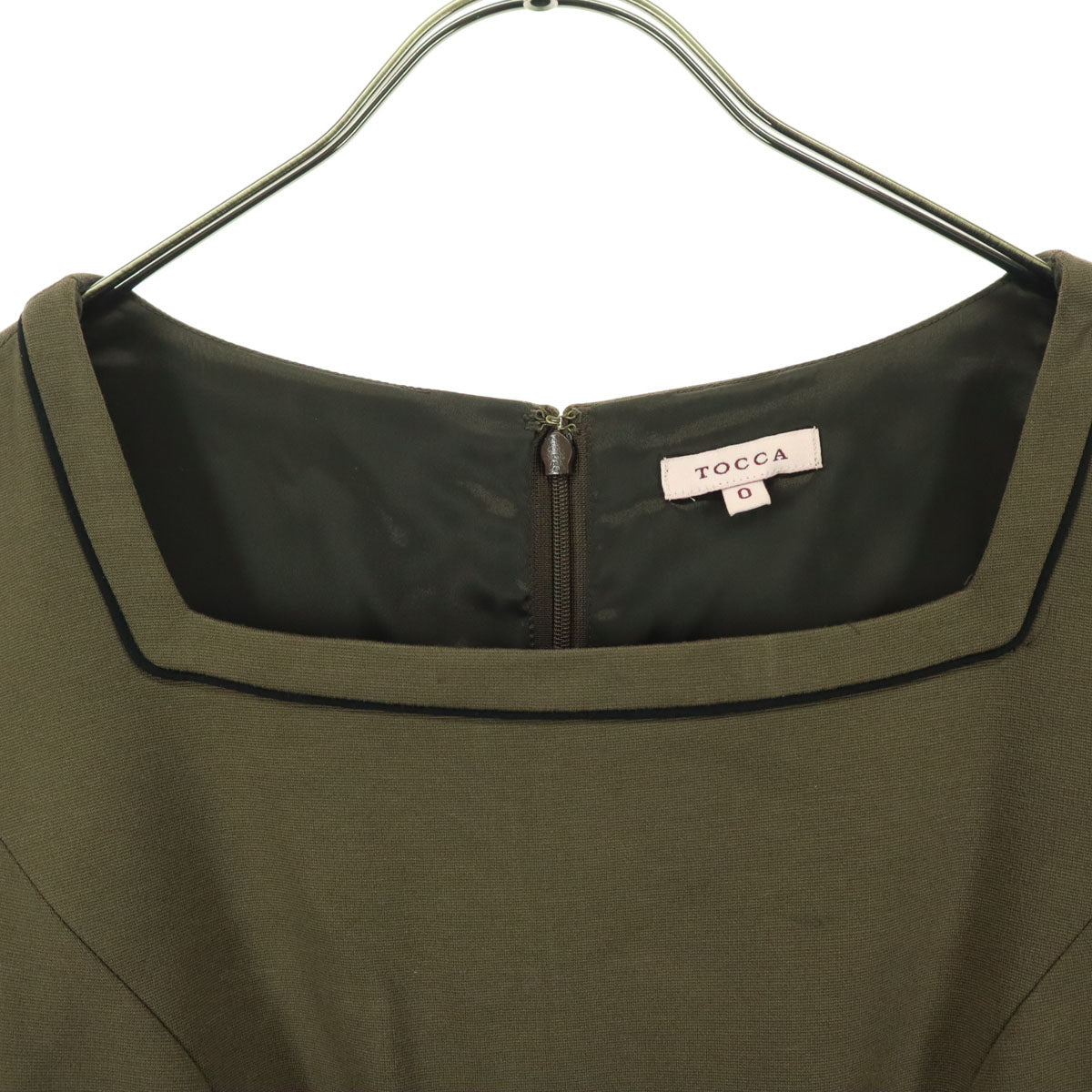 TOCCA トッカ バイカラー 長袖 膝丈ワンピース 0 ブラウン系 ブラック レディース