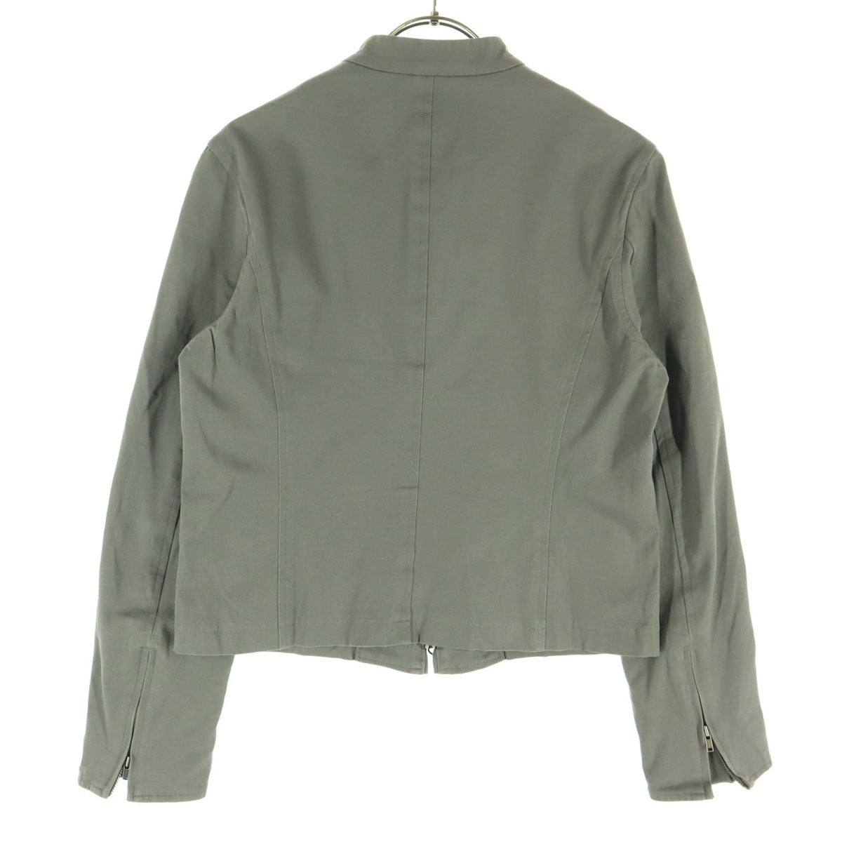 美品 RALPH LAUREN ラルフローレン 日本製 長袖 ショート丈 シングルライダースジャケット 11 グレー レディース