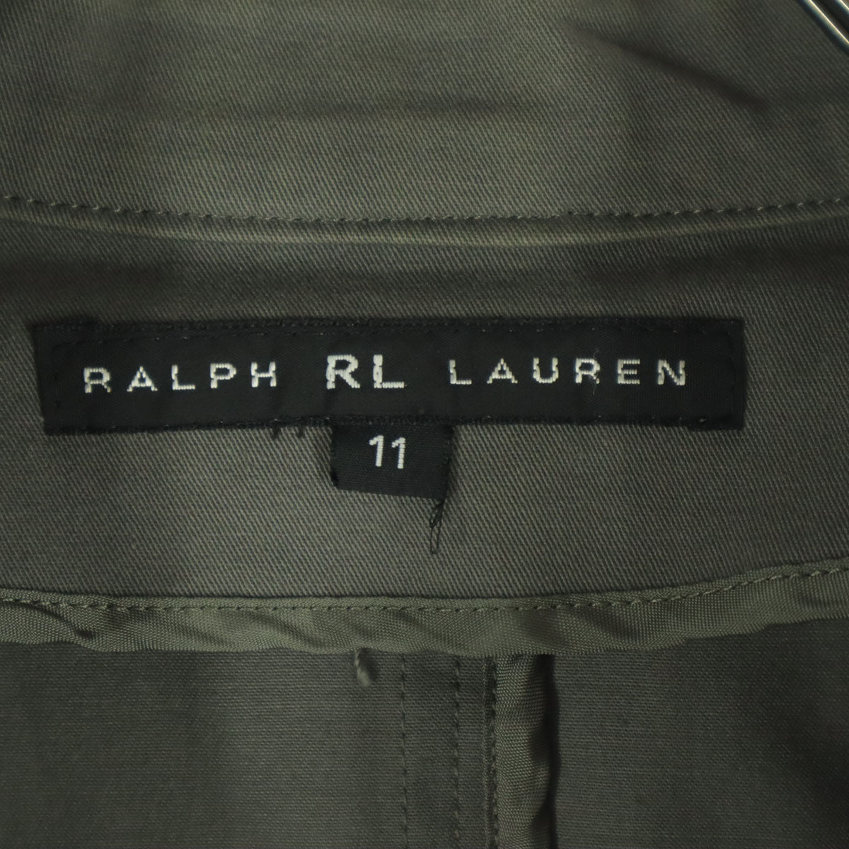 美品 RALPH LAUREN ラルフローレン 日本製 長袖 ショート丈 シングルライダースジャケット 11 グレー レディース