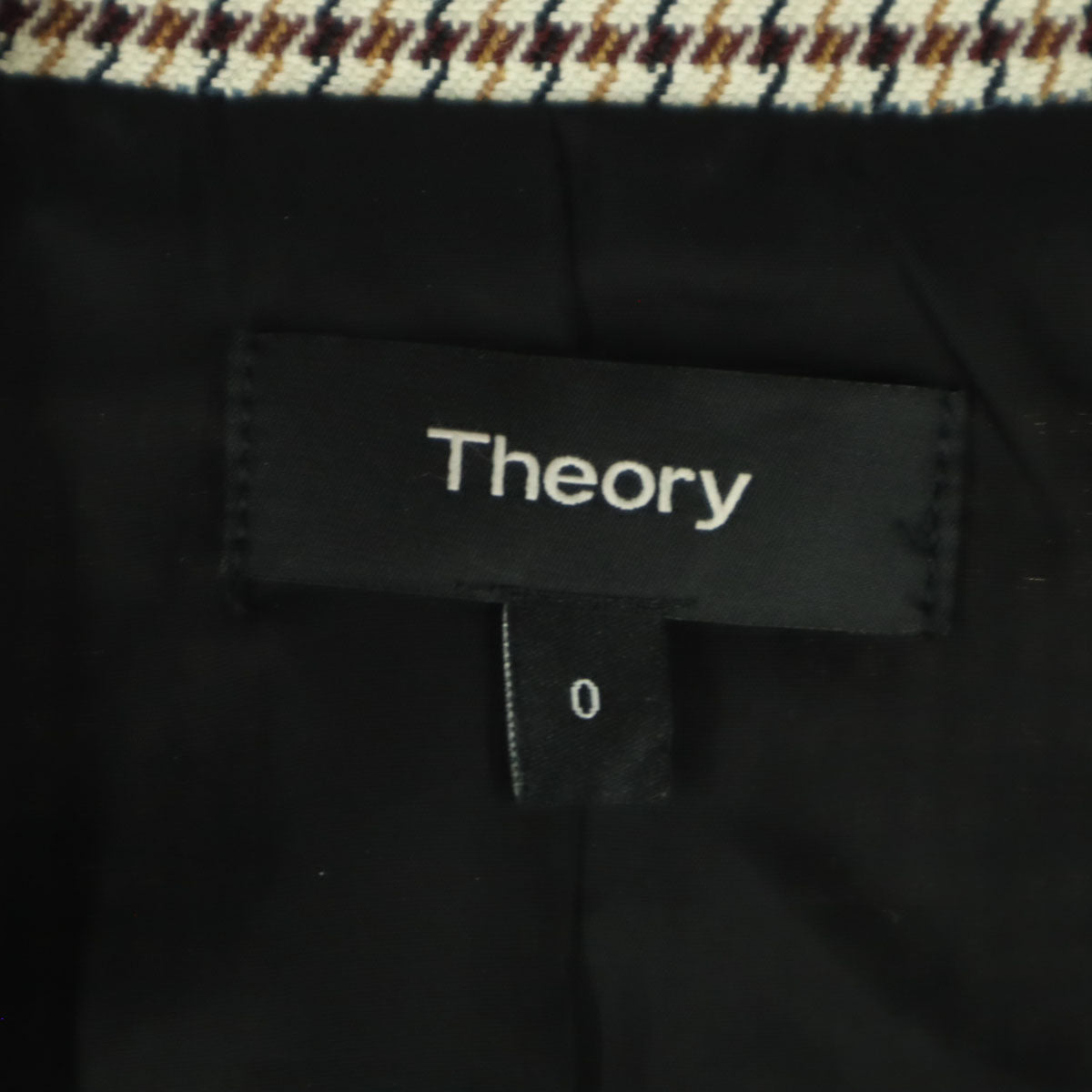 美品 theory セオリー 千鳥格子柄 長袖 テーラードジャケット 0 ブラウン系 レディース