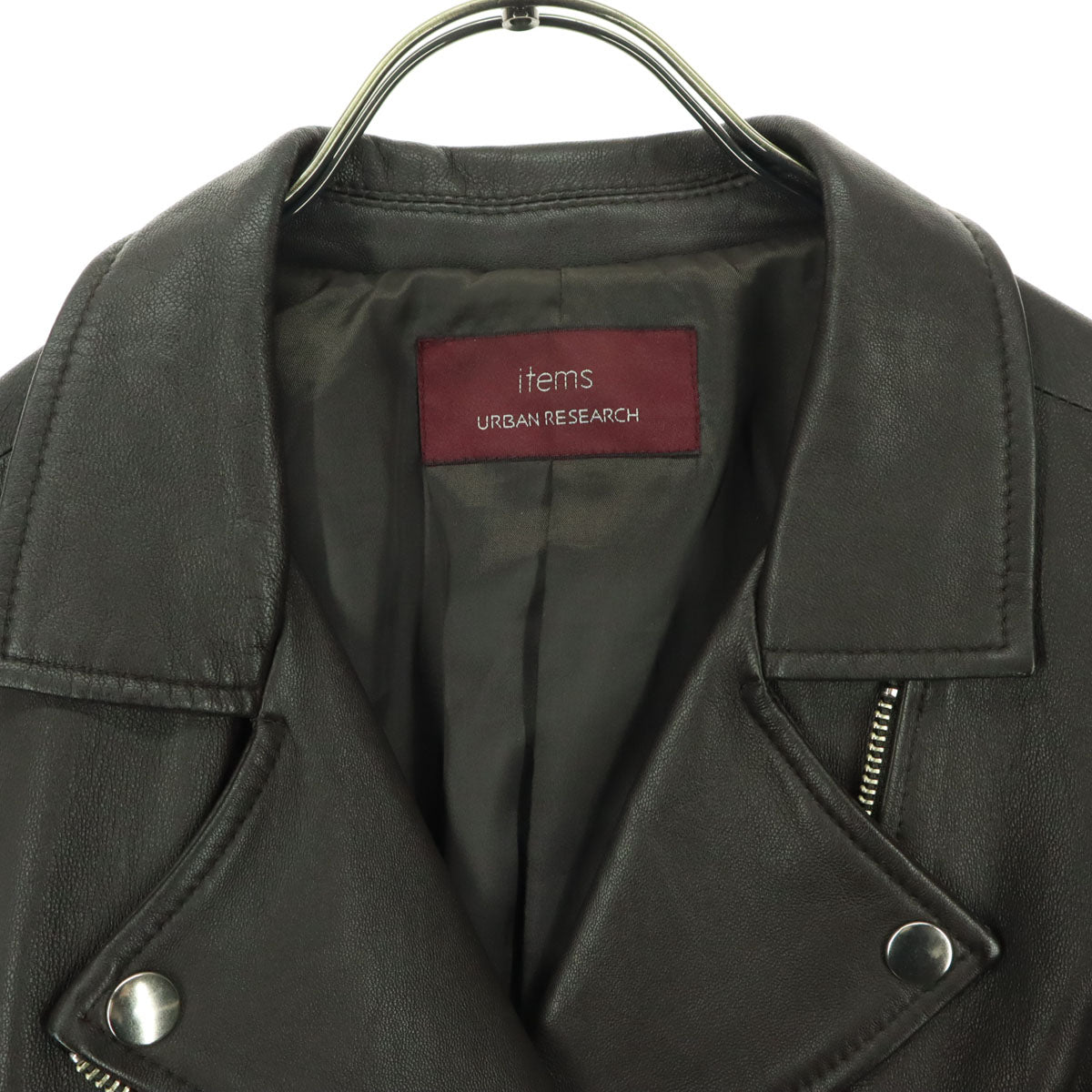 ITEMS アイテムズ レザー ダブルライダースジャケット 36 ブラウン URBAN RESEARCH 羊革 レディース