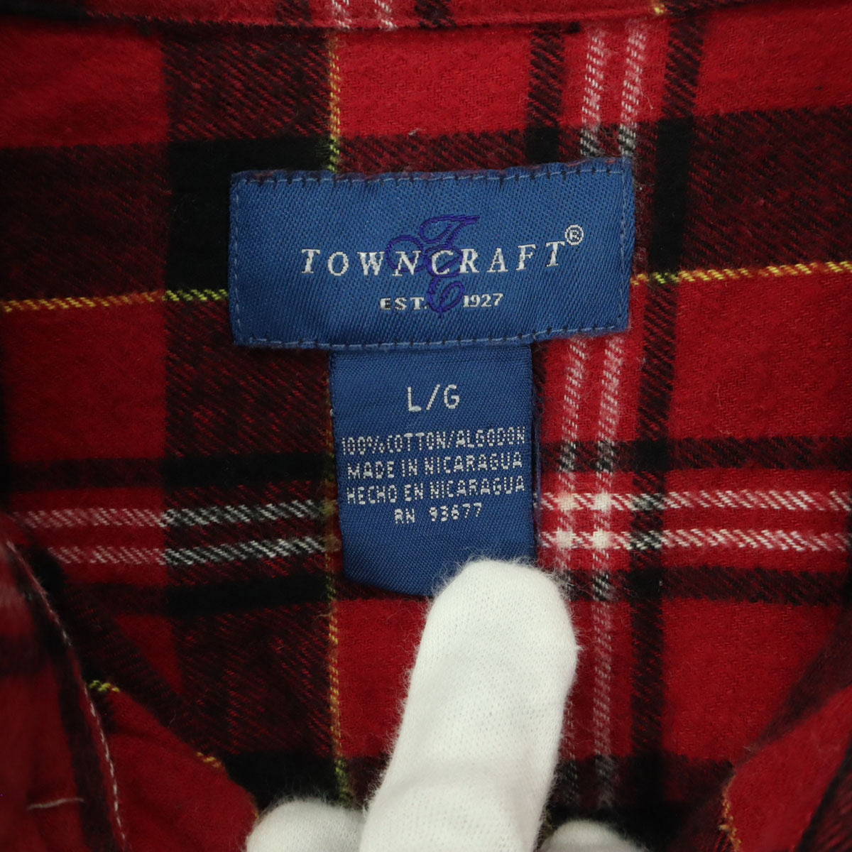 TOWNCRAFT タウンクラフト オールド チェック柄 長袖 ボタンダウン ネルシャツ L レッド メンズ