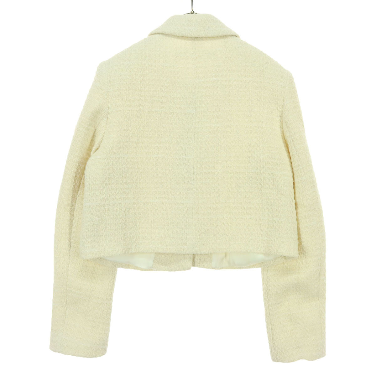 美品 ZARA ザラ 長袖 ツイードジャケット XS アイボリー リボン レディース