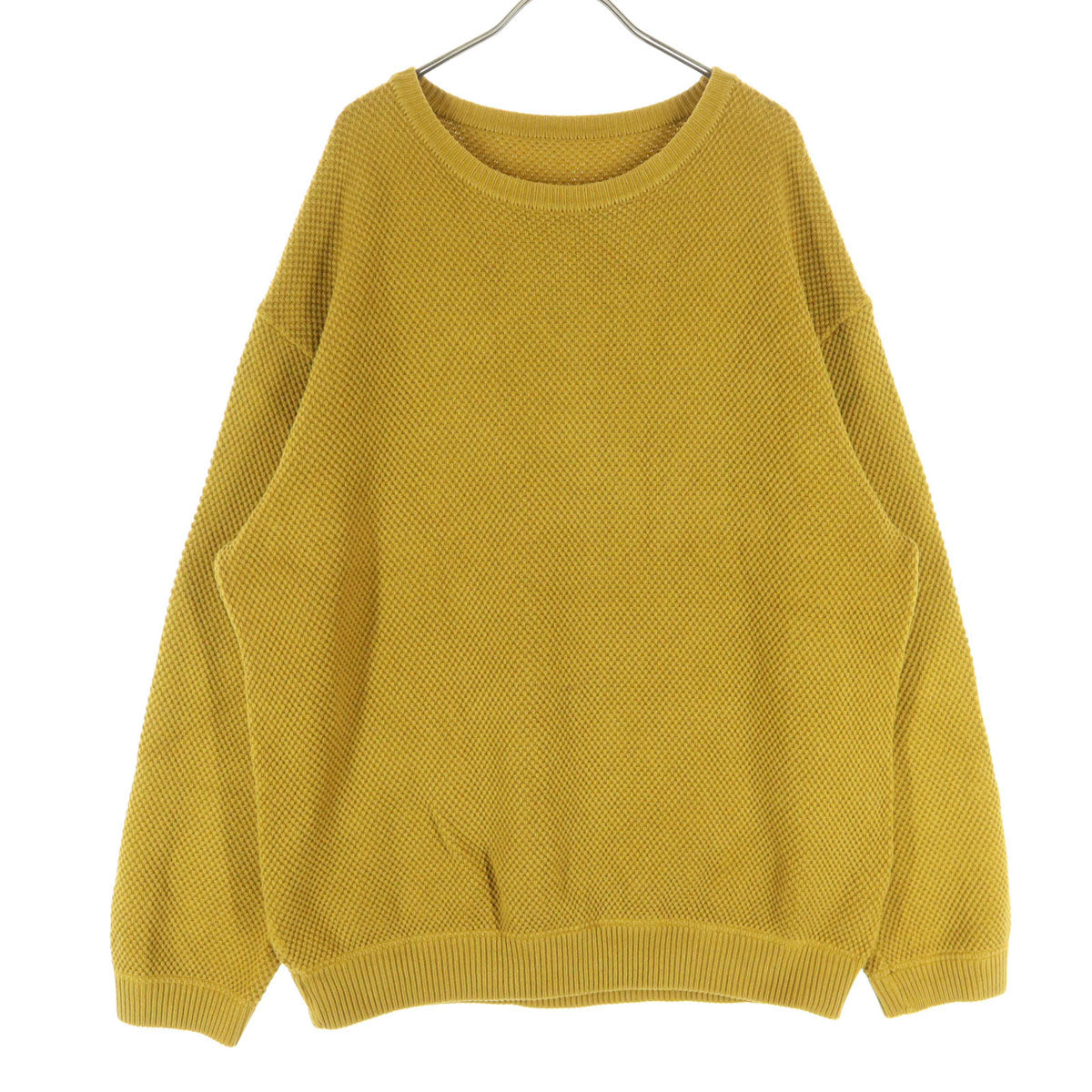 美品 crepuscule クレプスキュール 長袖 ワッフル ニット からし色 メンズ