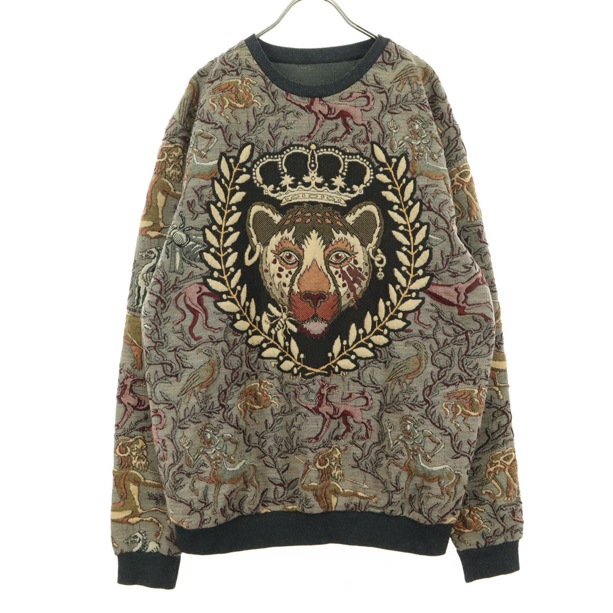 美品 ZARA ザラ トラ 刺繍 長袖 スウェット ベージュ系 メンズ