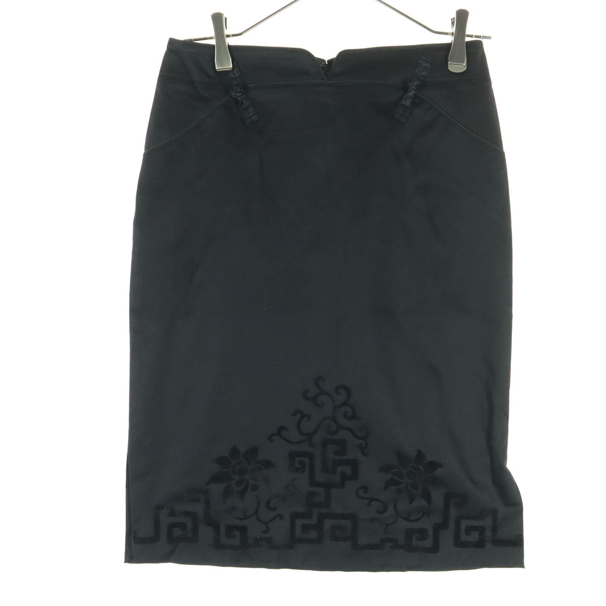 美品 VIVIENNE TAM ヴィヴィアンタム 日本製 ミディ丈 タイトスカート 0 ブラック レディース