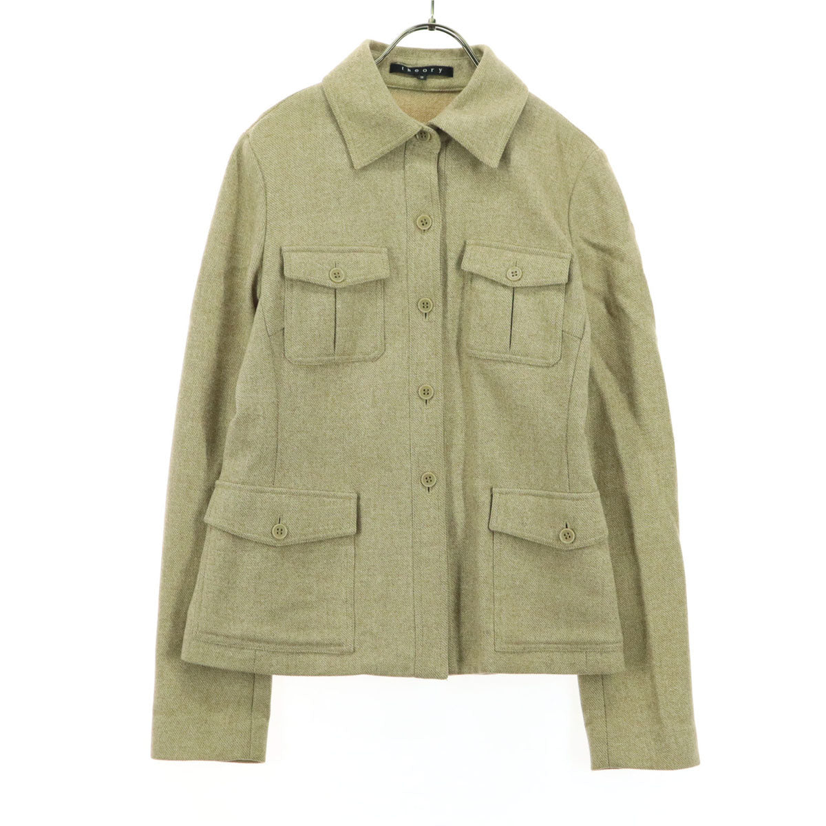 theory セオリー 日本製 カシミヤ混 長袖 ウールジャケット 2 ベージュ系 レディース