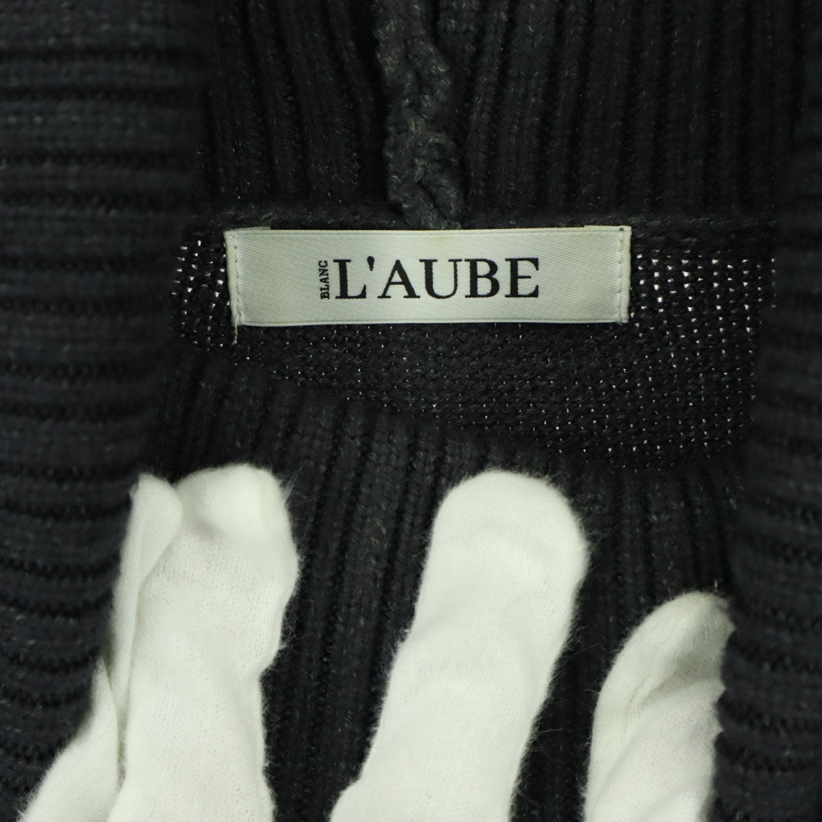 L'AUBE BLANC ローブブラン 長袖 タートルネック ニット F グレー レディース