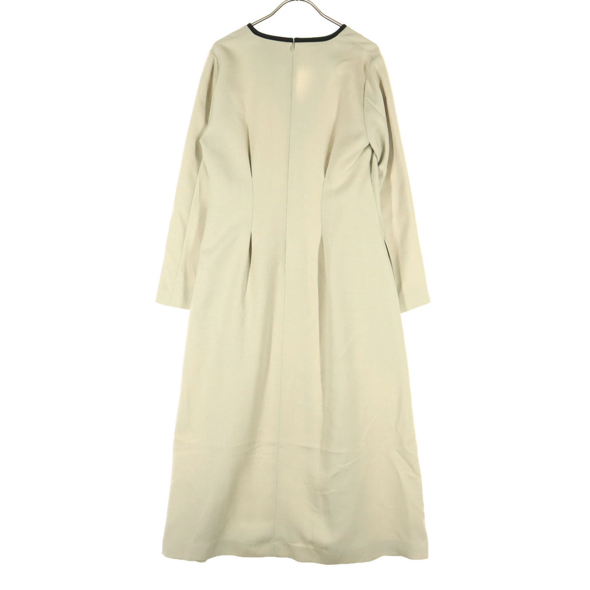 美品 SHIPS any NAVY BLUE シップスエニィ ネイビーブルー 25AW 長袖 ダブルクロス ウエス ロングワンピース F ベージュ レディース