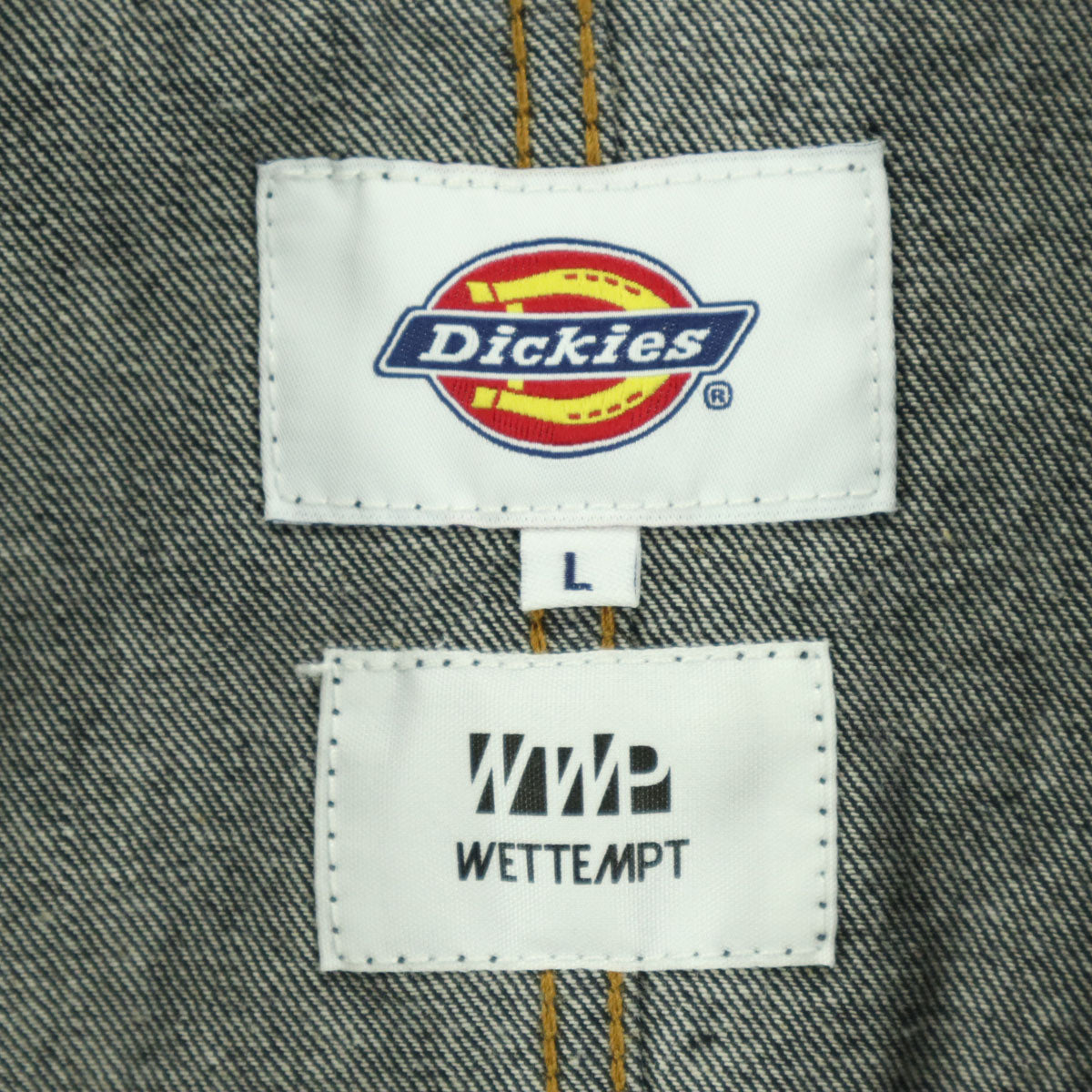 Dickies ディッキーズ WETTEMPT ブランドロゴ 長袖 デニム カバーオール L ブラック メンズ