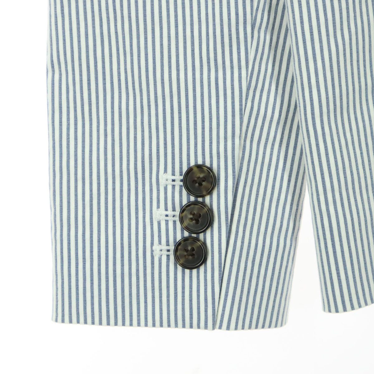 未使用 J.CREW ジェイクルー ストライプ柄 バイカラー 長袖 テーラードジャケット 2 ブルー系 レディース
