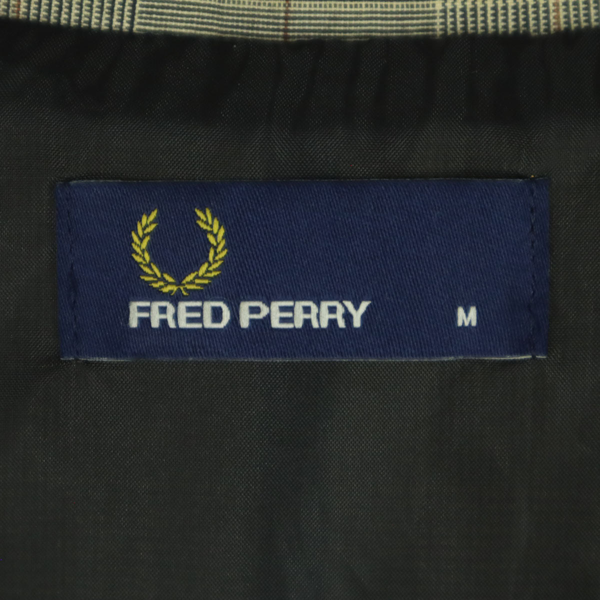 FRED PERRY フレッドペリー ワンポイントロゴ チェック柄 長袖 ミリタリー風 コットンジャケット M グレー メンズ