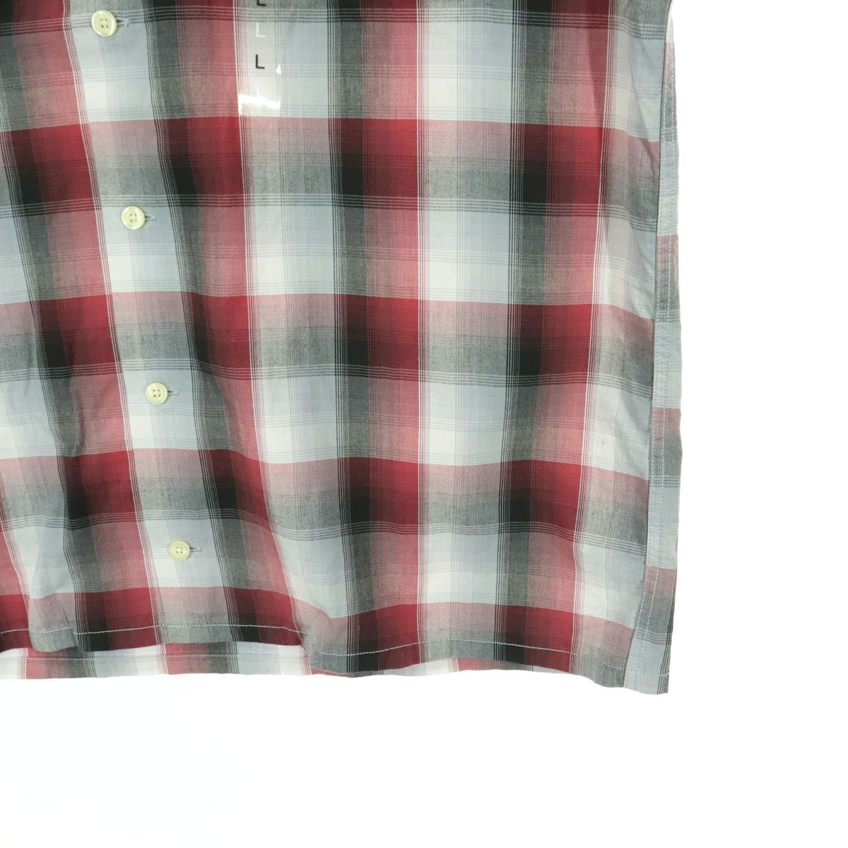 未使用 Wrangler ラングラー オンブレチェック柄 長袖 オープンカラーシャツ L レッド系 メンズ
