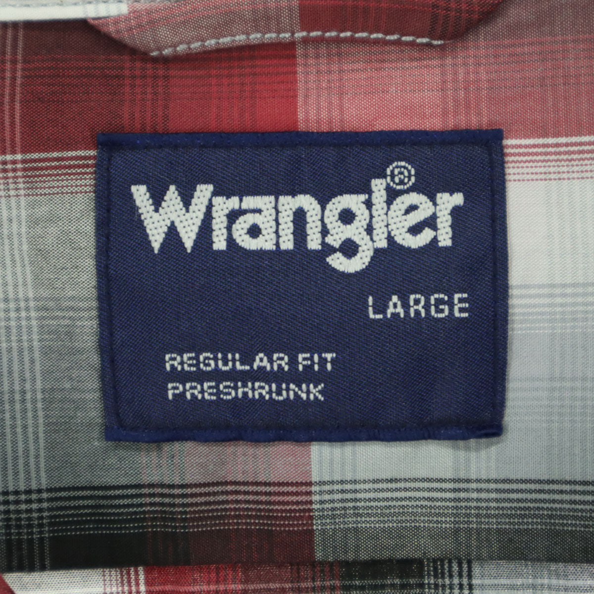 未使用 Wrangler ラングラー オンブレチェック柄 長袖 オープンカラーシャツ L レッド系 メンズ