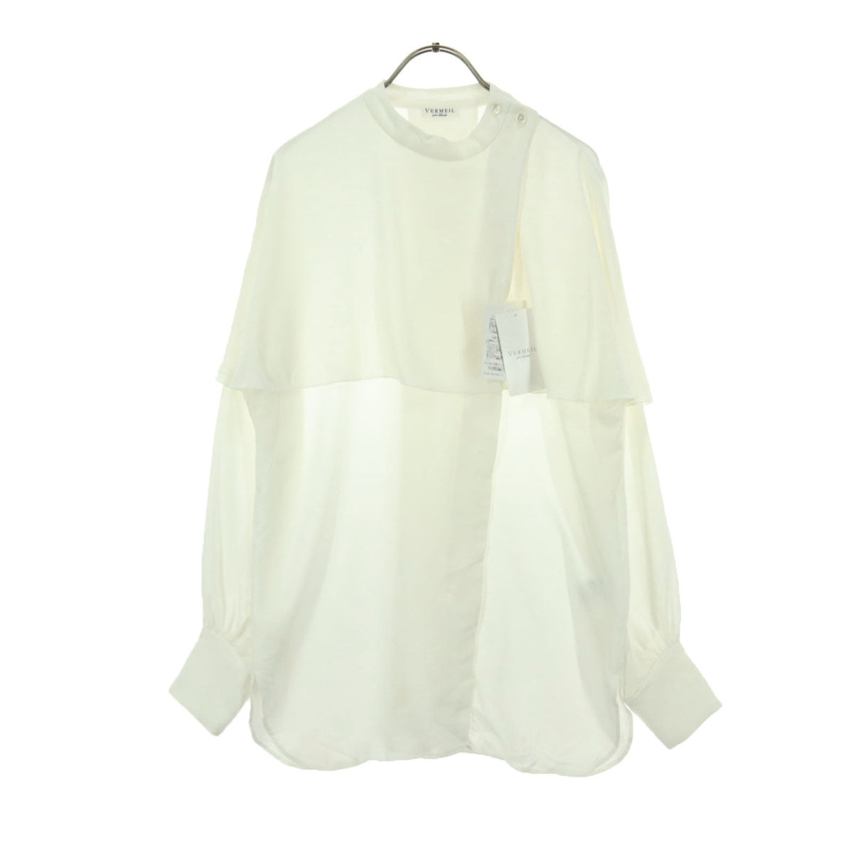 VERMEIL par iena ヴェルメイユパーイエナ 日本製 長袖 バックサテンケープ ブラウス F ホワイト レディース