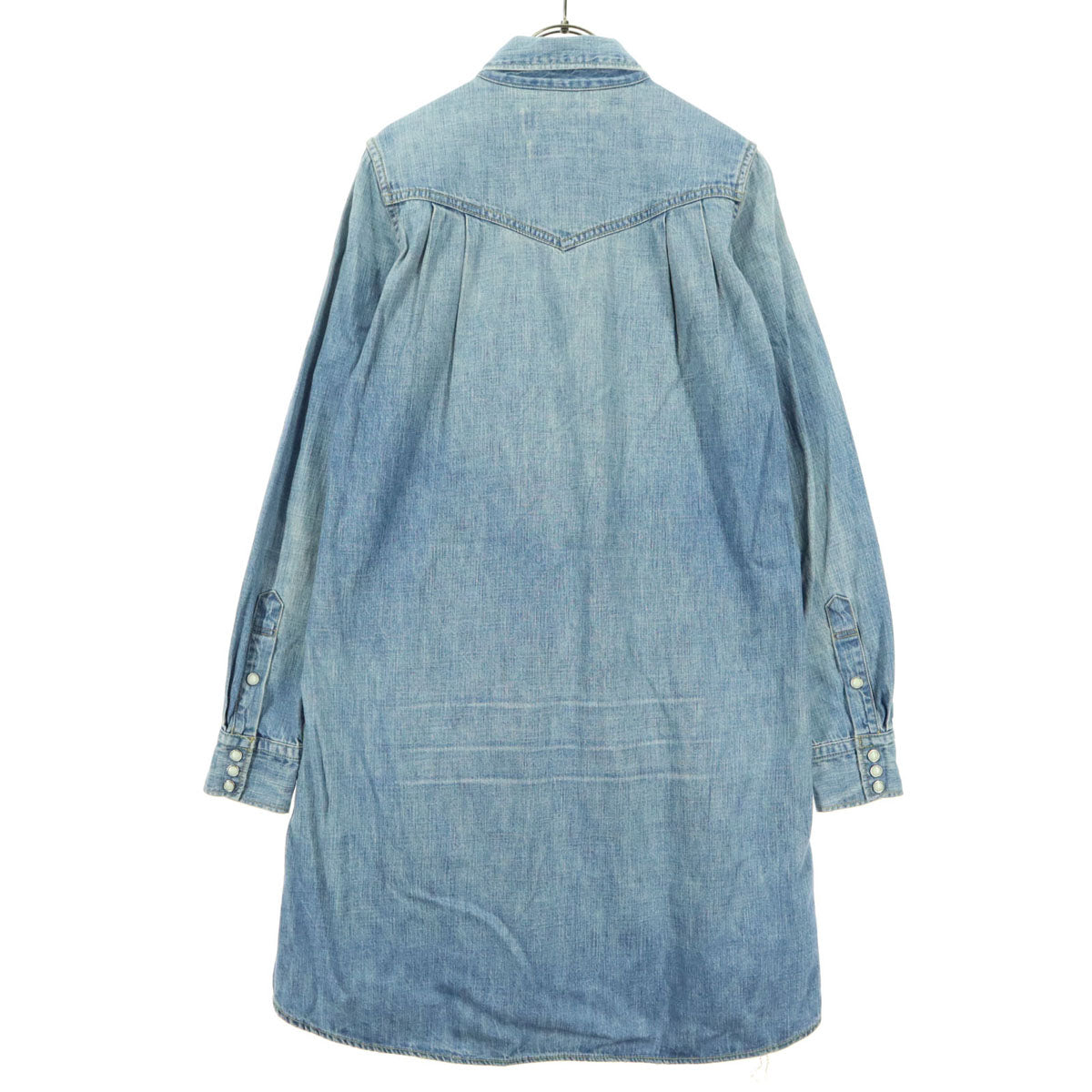 REMI RELIEF レミレリーフ 日本製 長袖 デニム 膝丈ワンピース XS ブルー スタッズ レディース