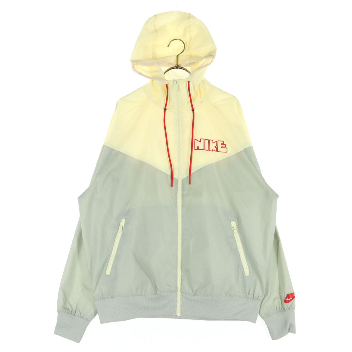 NIKE ナイキ バイカラー 長袖 ナイロンジャケット M ブルーグレー系 フーディー アイボリー メンズ