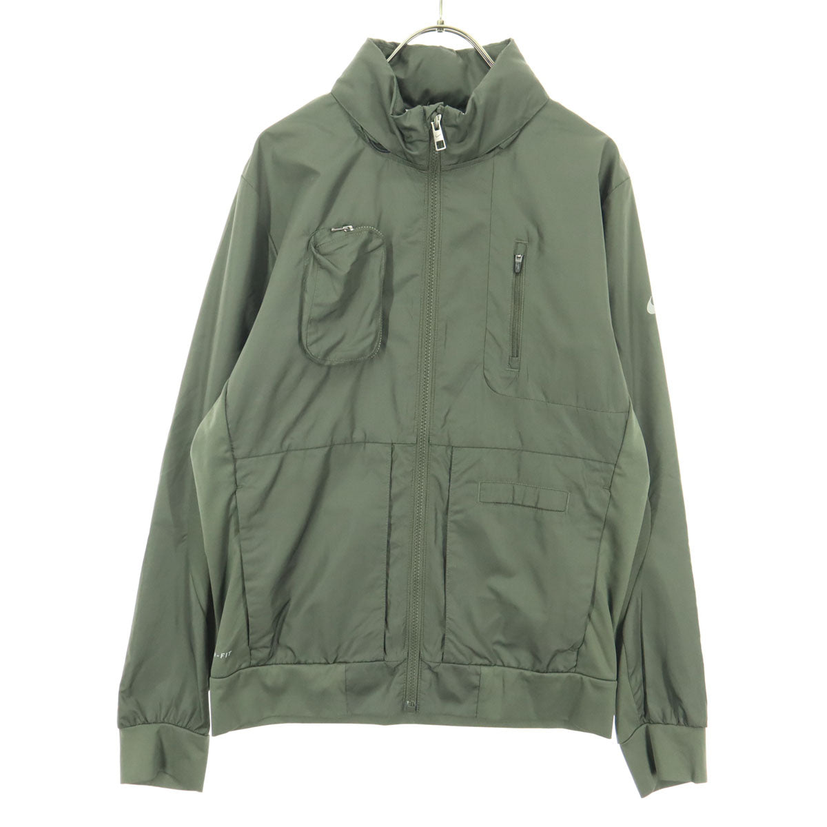 美品 NIKE ナイキ 長袖 ナイロンジャケット M カーキ フーディー メンズ