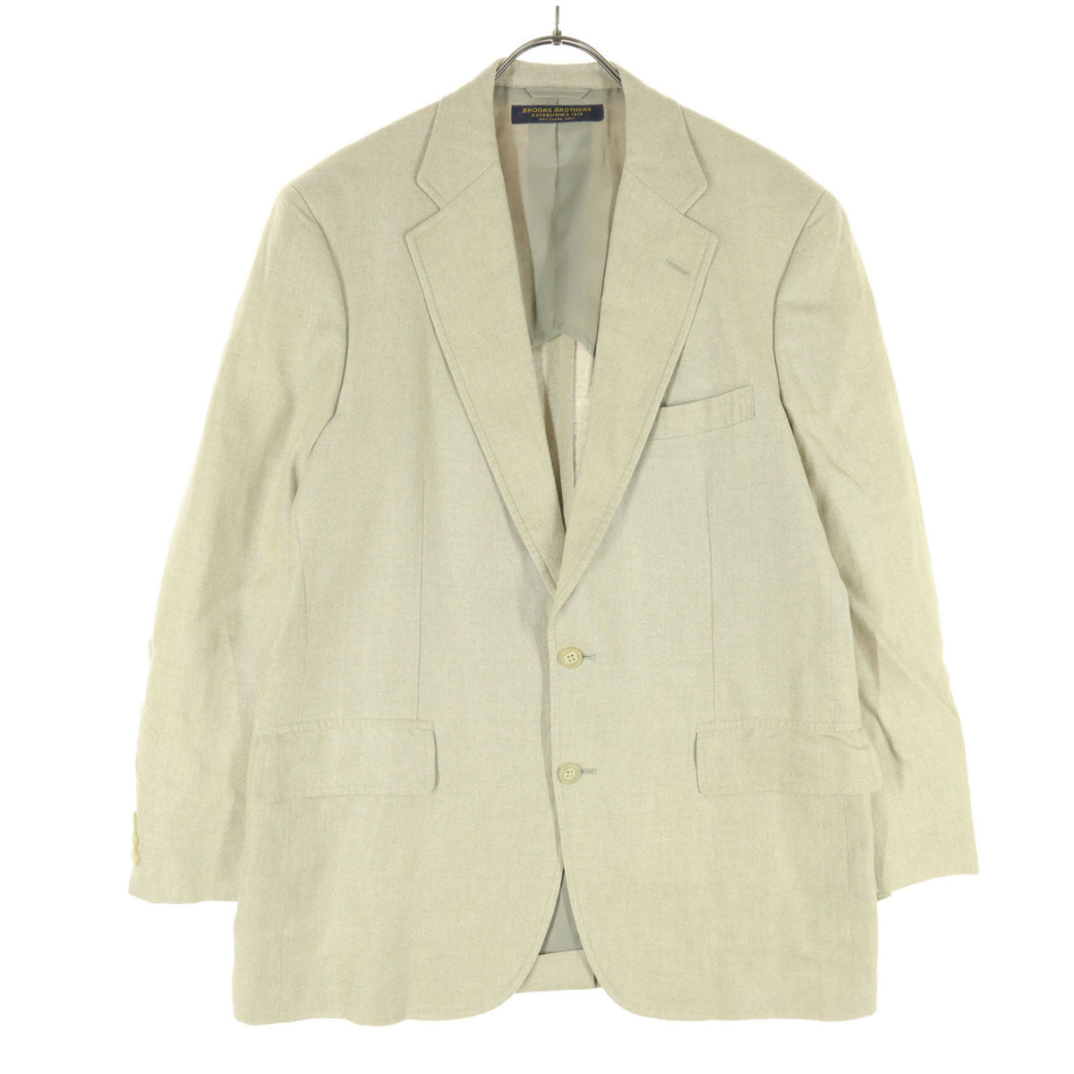 Brooks Brothers ブルックスブラザーズ 日本製 裏地無し 肩パッド入 リネン テーラードジャケット A6 グレージュ メンズ