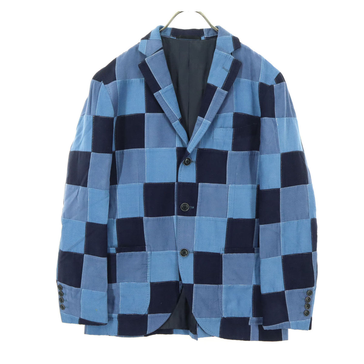 未使用 FEEL EASY フィールイージー 日本製 パッチワーク コーデュロイ テーラードジャケット M ブルー系 hiroshima メンズ
