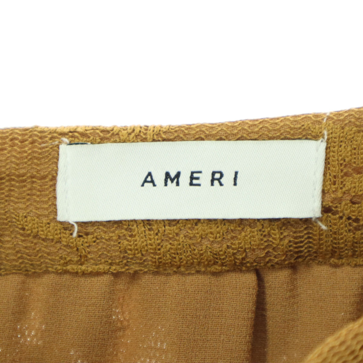 AMERI UNDRESSED アメリ リーフ柄 ロング丈 プリーツスカート ブラウン バックジップ レディース