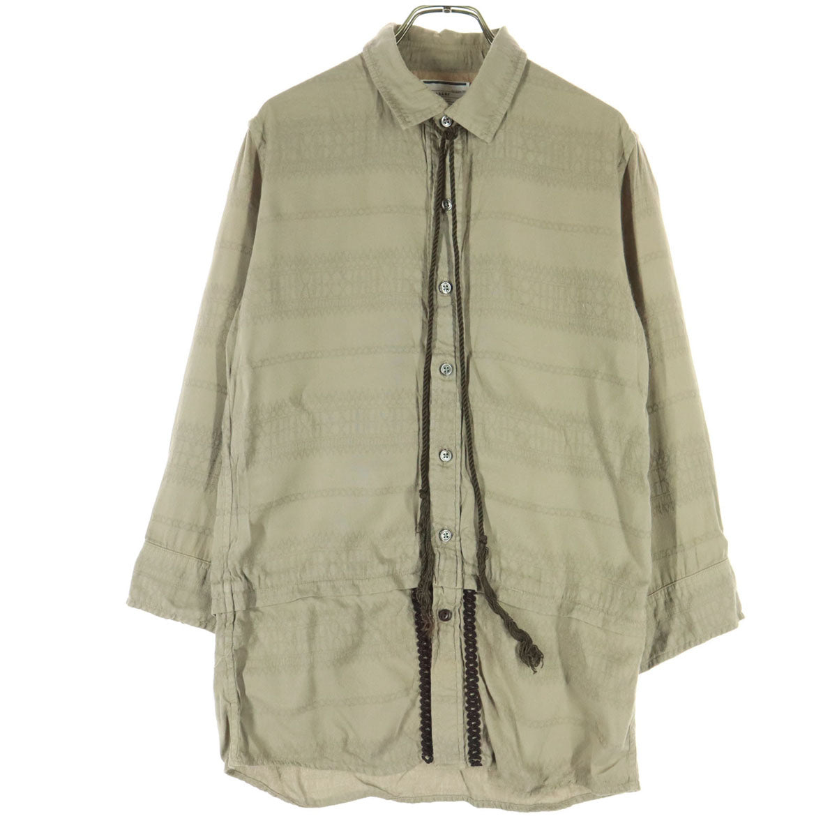 SHAREEF シャリーフ 総柄 7分袖 ロング丈 レーヨン シャツ 1 ブラウン系 メンズ