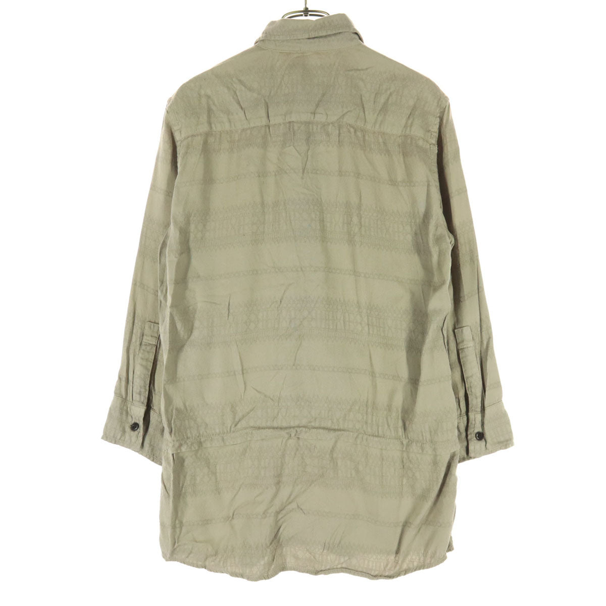 SHAREEF シャリーフ 総柄 7分袖 ロング丈 レーヨン シャツ 1 ブラウン系 メンズ