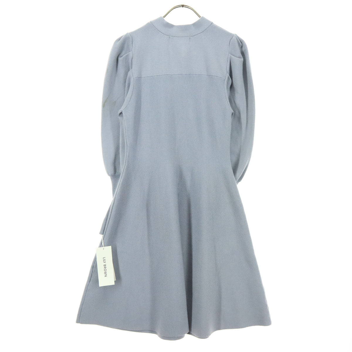 Lily Brown リリーブラウン 長袖 リボン ニット ワンピース F ブルー系 LWNO244138 レディース