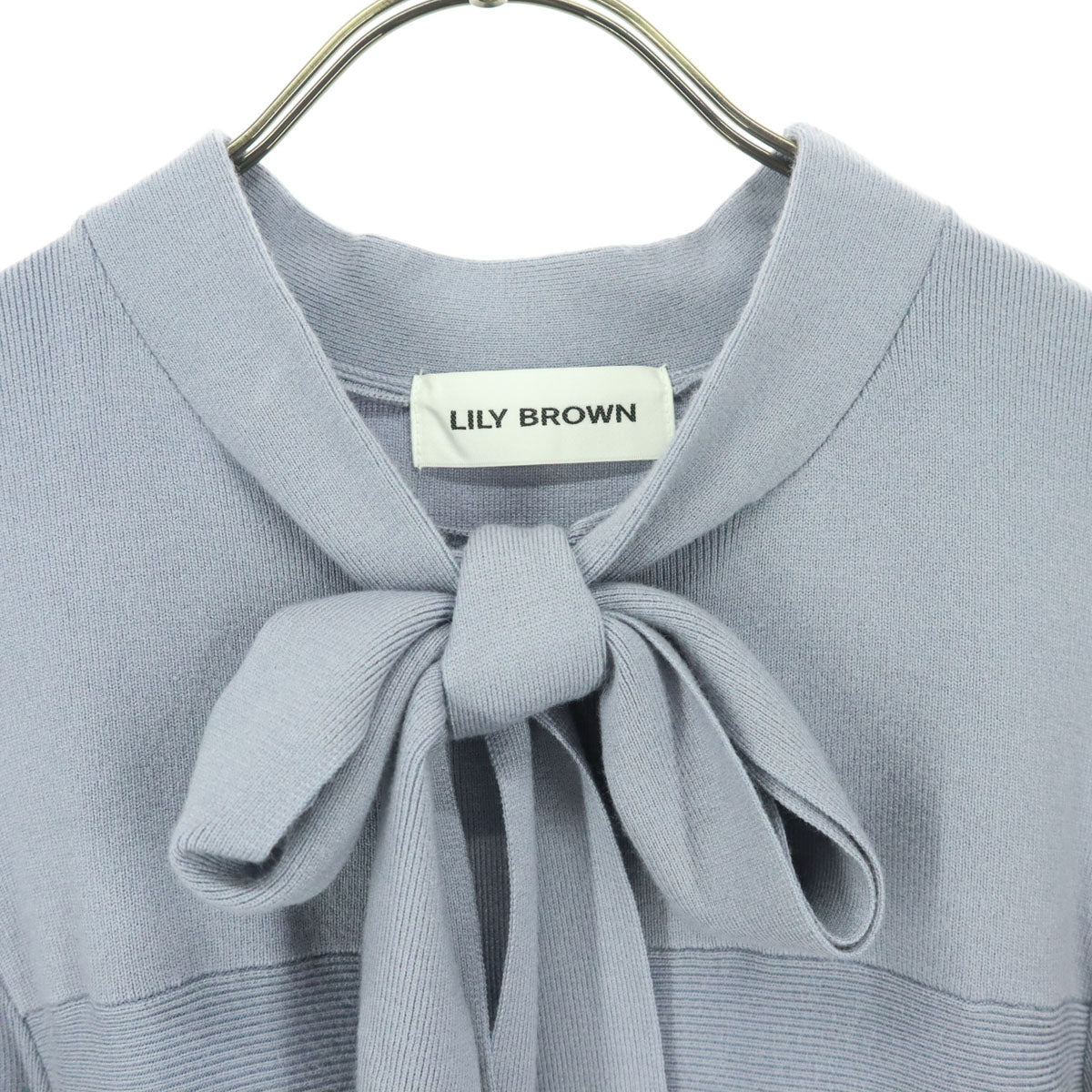 Lily Brown リリーブラウン 長袖 リボン ニット ワンピース F ブルー系 LWNO244138 レディース
