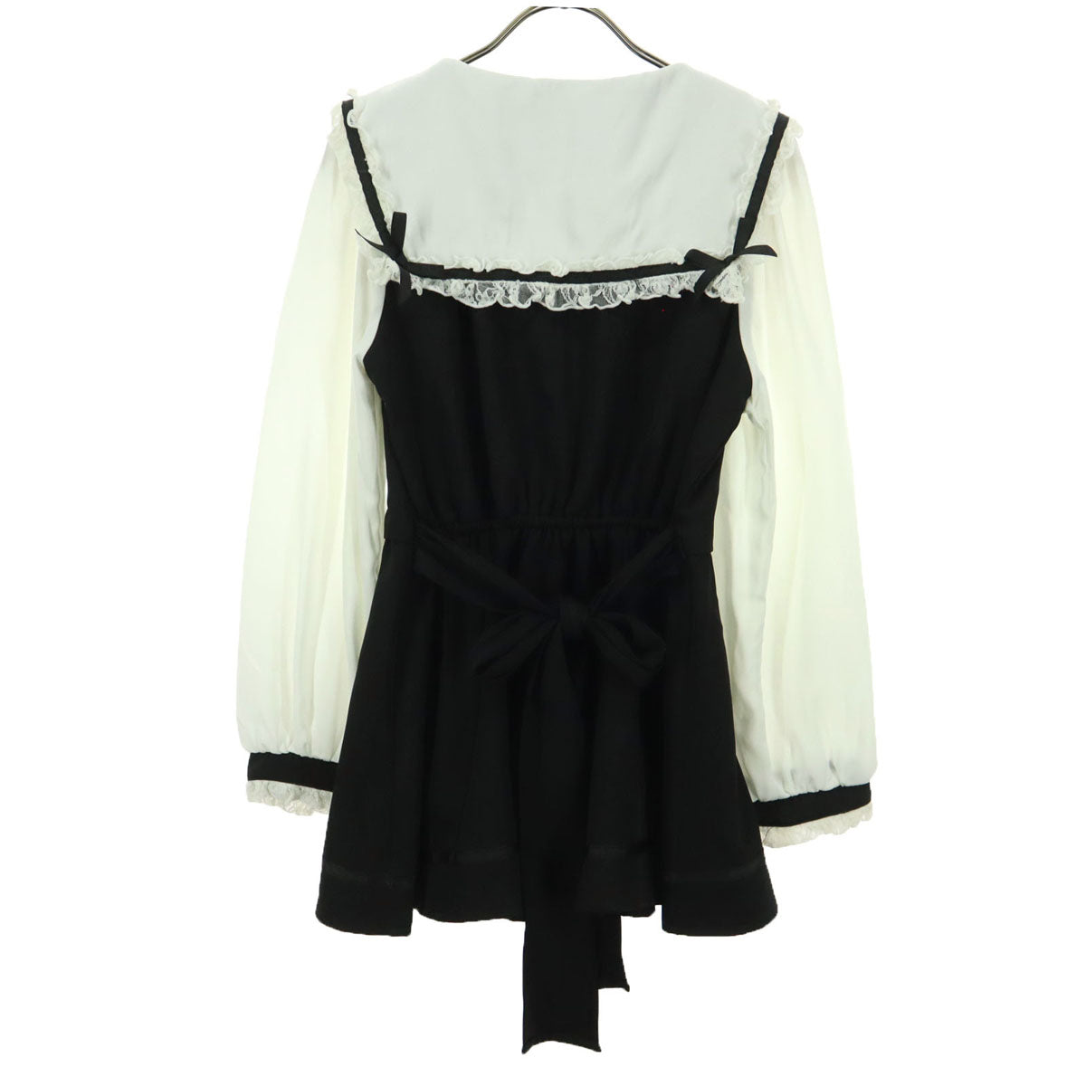 美品 LIZ LISA リズリサ 長袖 ミニワンピース 0 ブラック ハート レース リボン レディース