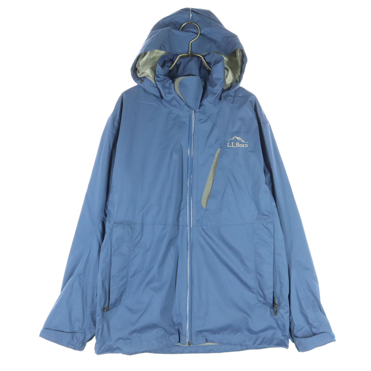 美品 L.L.Bean エルエルビーン ワンポイントロゴ 長袖 マウンテンパーカー S ブルー系 フード取り外し可 メンズ
