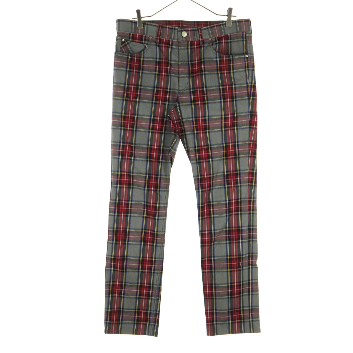 美品 FRED PERRY フレッドペリー チェック柄 ロングパンツ XL グレー系 メンズ