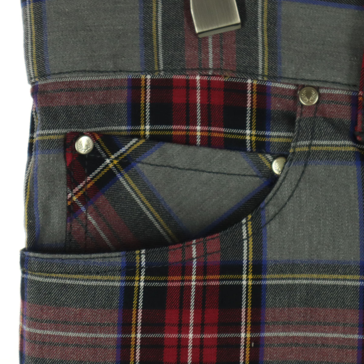 美品 FRED PERRY フレッドペリー チェック柄 ロングパンツ XL グレー系 メンズ