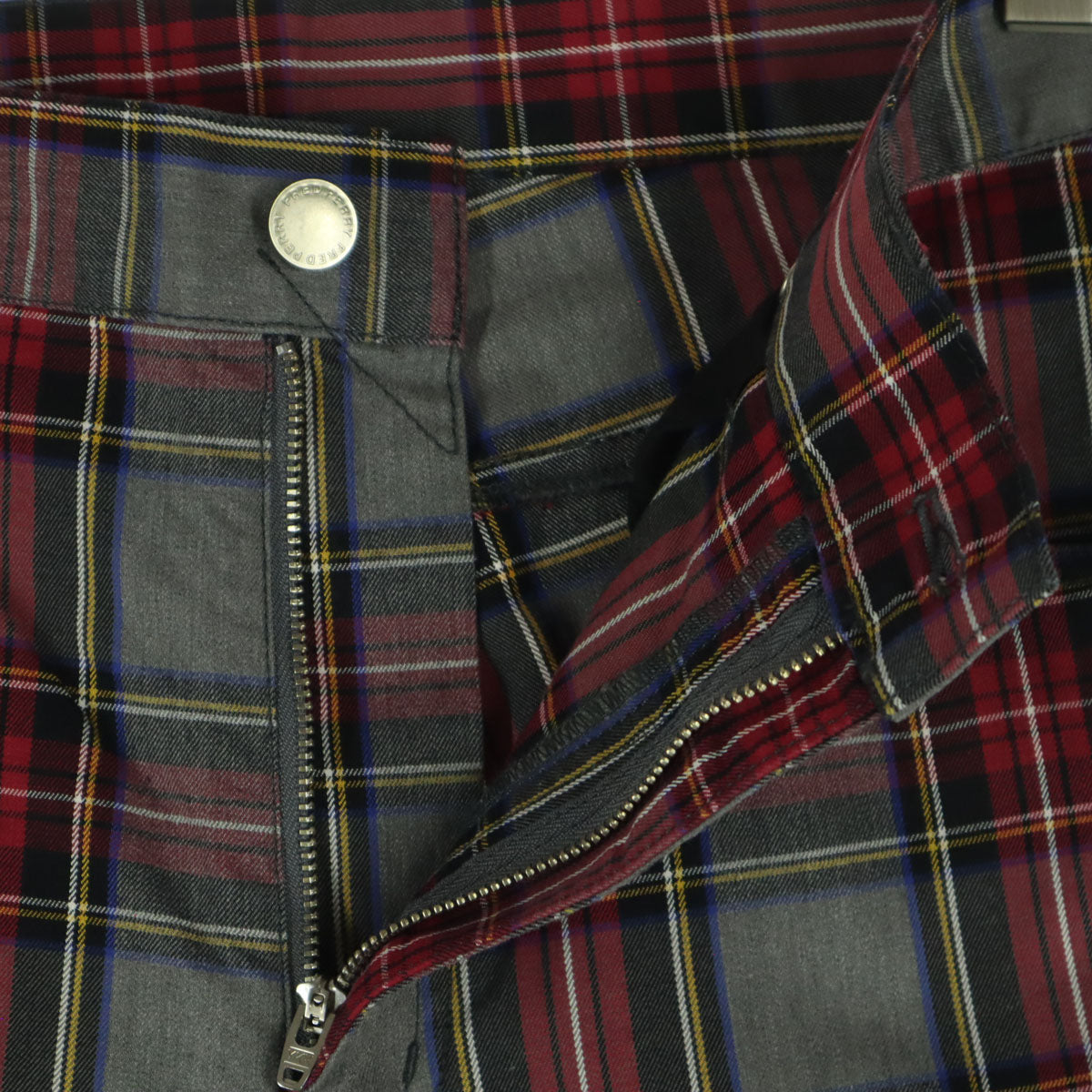 美品 FRED PERRY フレッドペリー チェック柄 ロングパンツ XL グレー系 メンズ