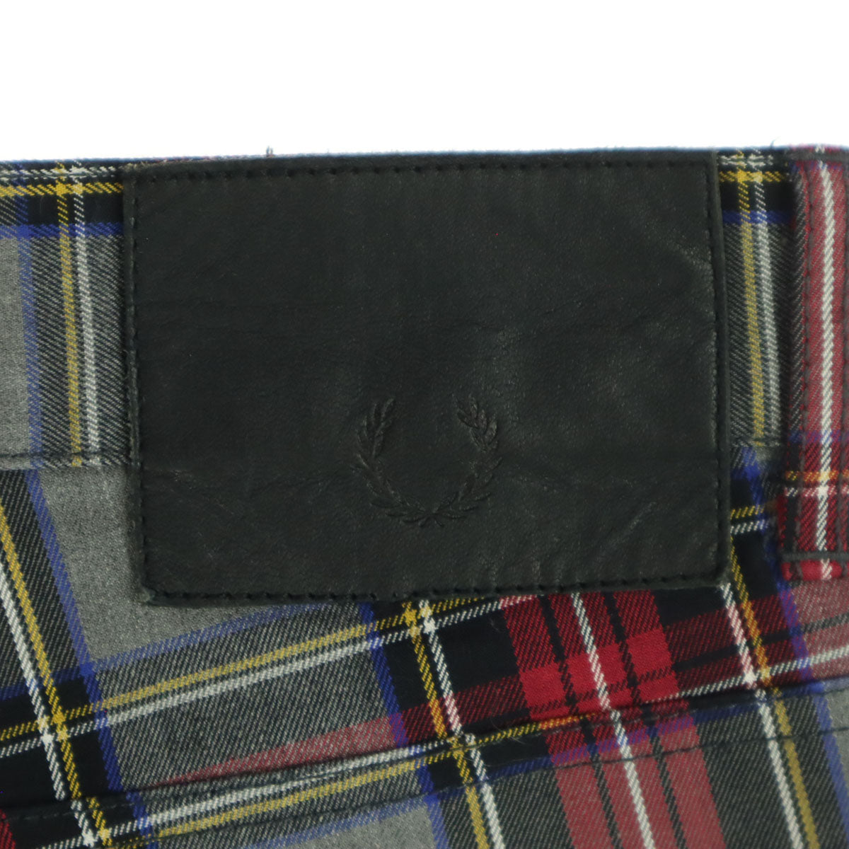美品 FRED PERRY フレッドペリー チェック柄 ロングパンツ XL グレー系 メンズ