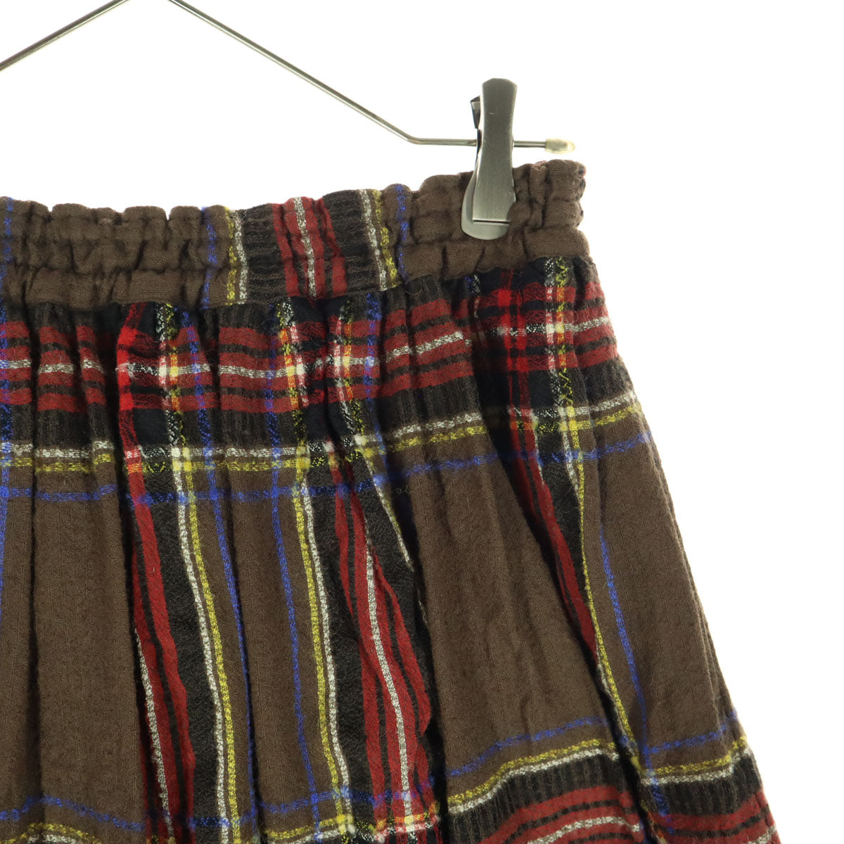 ICHI Antiquite's イチアンティークス 日本製 ウールブレンド チェック柄 ロング丈 スカート ブラウン レディース
