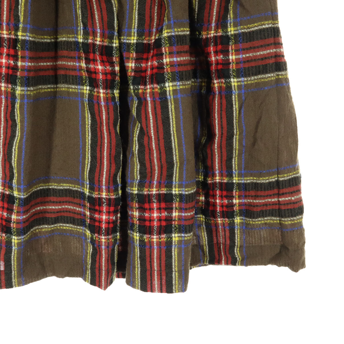 ICHI Antiquite's イチアンティークス 日本製 ウールブレンド チェック柄 ロング丈 スカート ブラウン レディース